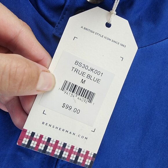 Ben Sherman Jacket Mens Medium Blue Cotton Long Sleeve Full Zip *NWT* - Picture 2 of 14